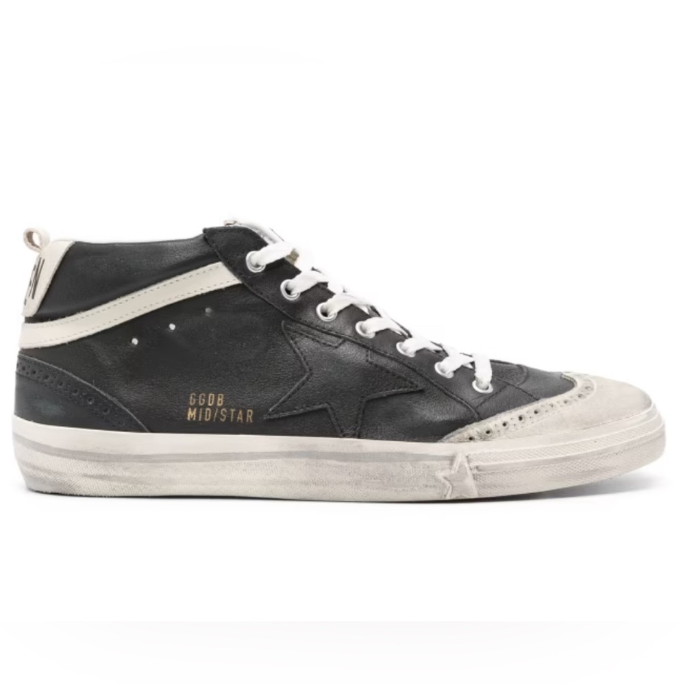 Golden Goose Mid Star Sneakers Men Black, White Nubuk NIB Auth